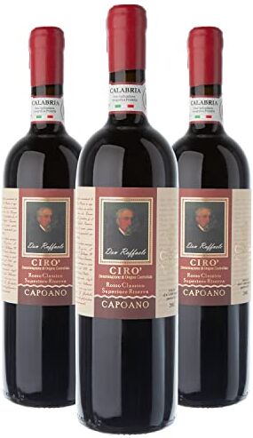 capoano Cirò Don Raffaele Vino Rosso Classico Superiore Riserva DOP Made in Italy 3 Bottiglie da 750 ml 12% Vol 100% Gaglioppo Abbinamento su Primi Piatti Elaborati, Selvaggina e Formaggi