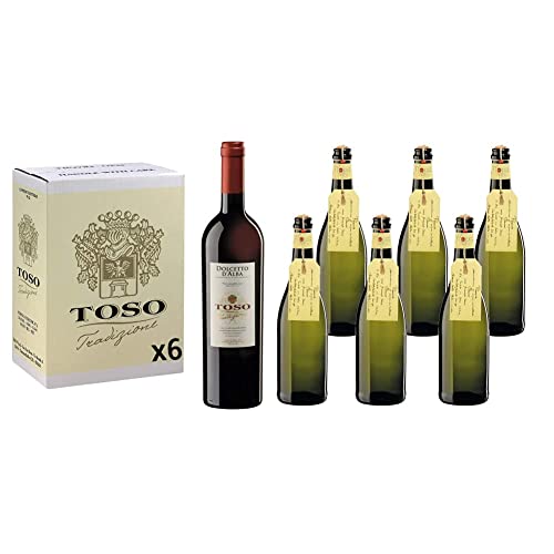 Toso S.p.a Toso Vino Rosso Doclcetto D'Alba DOC, Piemonte, 6 bottiglie, 6 x 750ml & FIOCCO DI VITE Piemonte Doc Bianco Fiocco Di Vite Vino Frizzante 6 Bottiglie 6 x 75cl