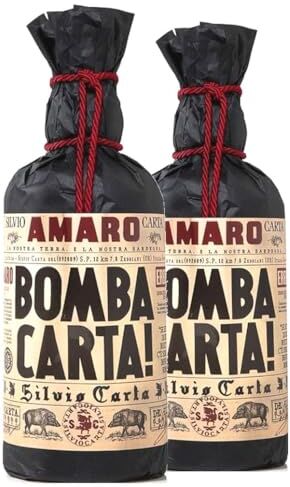 Generic 2 x Amaro Bomba Carta Silvio Carta da Erbe Spontanee Sarde 33% vol 2x70cl in busta regalo