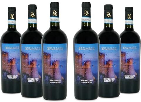 Brumale Vino Rosso Montepulciano d'Abruzzo, Vino Pieno e Intenso con Aromi di Frutta Tropicale, 12% Vol, Confezione con 6 Bottiglie da 750 ml