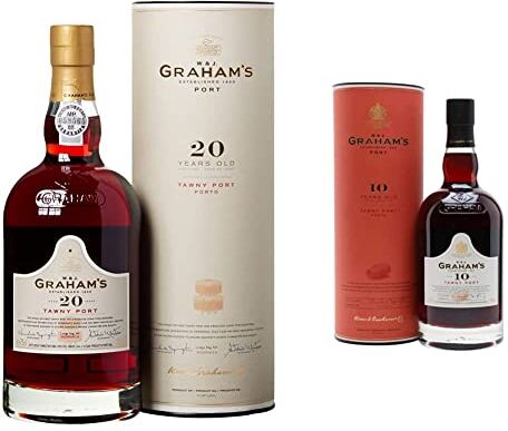 Graham's Old Tawny Port 20 Years, Vino Oporto 750 ml &  10 Year Old Tawny Port, 75 cl (la confezione può variare)