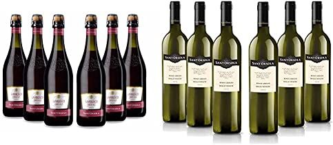 Sant'Orsola Casa  Lambrusco Emilia Igt Vino Rosso Frizzante Pacco da 6 X 750 Ml & Pinot Grigio Doc delle Venezie Pacco da 6 x 750 ml