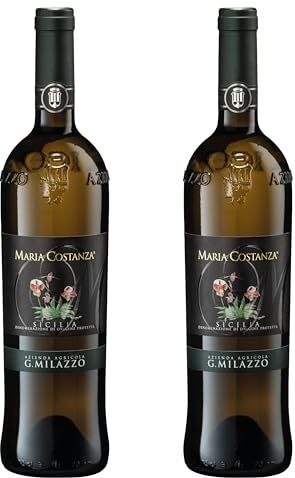 Aperitivo Siciliano MARIA COSTANZA BIANCO SICILIA D.O.P. 2023 CANTINA MILAZZO due bottiglie da 75 cl Made in Italy