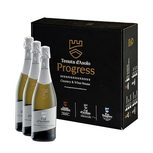 Progress Country & Wine House Progress Confezione Regalo COL D'ACELUM Asolo Prosecco Superiore DOCG Brut   Vino Biologico   Scatola 3 Bottiglie 75cl.