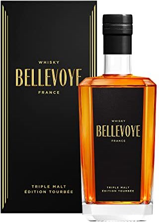 BELLEVOYE Whisky Triplo Malto Whisky francese torbato  Noir Medaglia d'oro al Concours Mondial de Bruxelles 2018, 2019, 2020, 2021-43% di alcol Origine: 100% Francia 70 cl