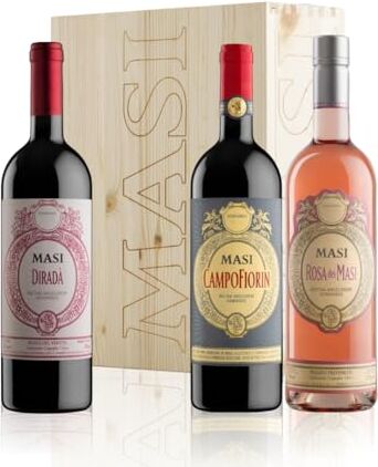 Masi Confezione esclusiva “Sfumature di ”   DIRADA' 2020 Rosso Veneto IGT, CAMPOFIORIN 2020 Rosso Verona IGT, ROSA DEI  2022 Rosato delle Venezie IGT   3X750 ml   Confezione in legno