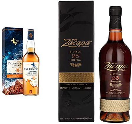 Talisker 10 Anni Single Malt Scotch Whisky con Astuccio 700 ml & Zacapa Centenario 23 Rum Solera 700 ml