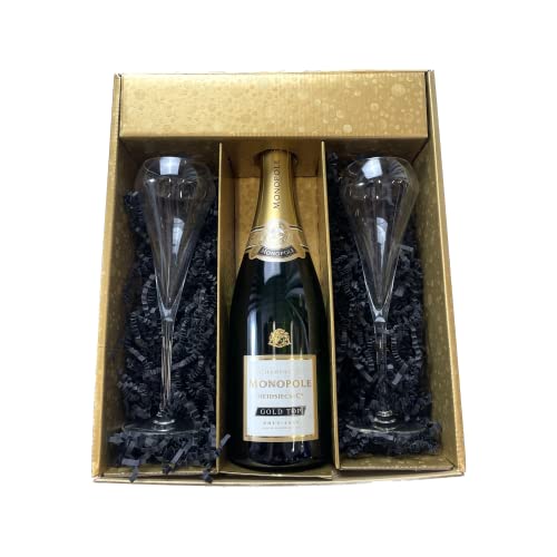 Wine And More Confezione regalo Champagne Heidsieck Oro -1 Gold Top 2 Flauti da champagne CHEF & SOMMELIER