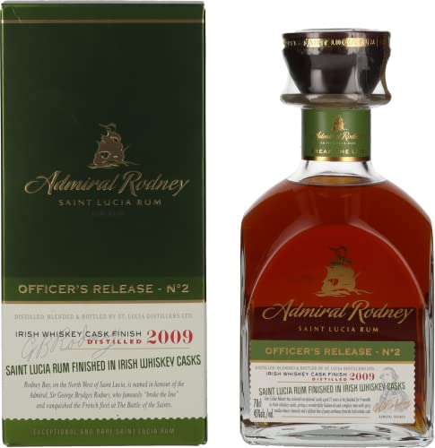 Admiral Rodney OFFICER'S RELEASES N°2 Saint Lucia Rum IRISH WHISKEY CASK FINISH 2009 45% Vol. 0,7l in Giftbox