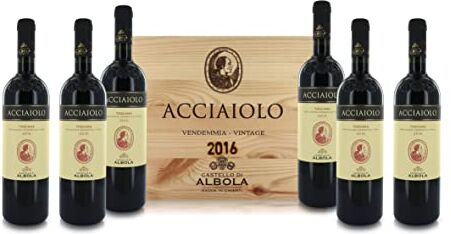 CASTELLO D'ALBOLA Vino Rosso Acciaiolo Toscana IGT, 2016, 6 x 750 Ml in Cassetta di Legno