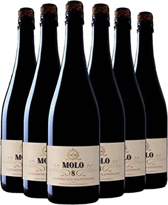 MOLO8 Molo 8 Lambrusco Mantovano 93 punti Luca Maroni Vino Lombardo Rosso Frizzante DOC 0.75L (6 Bottiglie)