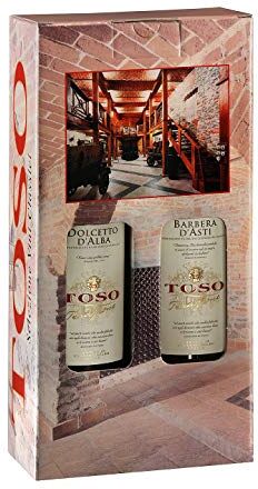 Toso S.p.a Confezione Vino Rosso Dolcetto D'Alba Doc, Vino Rosso Barbera D'Asti Docg, Piemonte, 2 Bottiglie, 2 X 750Ml 1500 ml