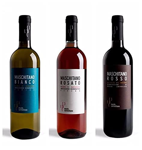 CONFINIDELGUSTO Vino Basilicata   Confezione Mista Idea Regalo   3 Bottiglie 75 cl   Bianco, Rosso e Rosato