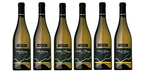 Cantina Aldeno Confezione 6 bottiglie   3 tipologie di Vino Bianco Trentino DOC: Muller Thurgau   Chardonnay   Pinot Grigio  Athesim Flumen