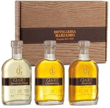 Distilleria Marzadro COLLEZIONE GRAPPA GIARE 3 BOTTIGLIE DA 10 CL IN CONFEZIONE REGALO