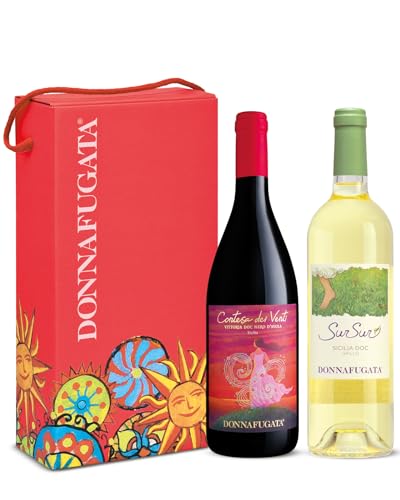 Donnafugata Cassetta Speciale da 2 vini: SurSur, Sicilia doc bianco & Contesa dei Venti, Nero d'Avola Vittoria doc rosso. Box da regalo