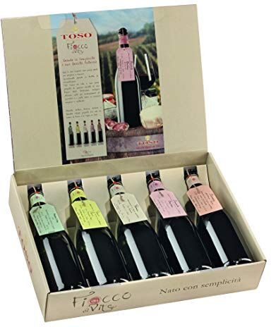 FIOCCO DI VITE Toso S.p.a Confezione  (5 x 0.75cl): Moscato d'Asti docg, Piemonte Bianco frizzante doc, Prosecco, Piemonte Barbera, Bonarda dell'Oltrepo Pavese doc 5x750ml