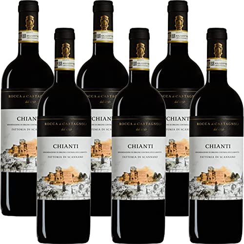 Rocca di Castagnoli Chianti      I Vino Rosso della Toscana   Confezione da 6 Bottiglie da 75 Cl   Idea Regalo