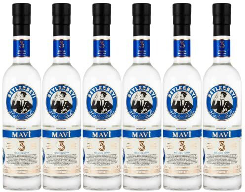 Beylerbeyi RAKI  Mavi Raki 6 x 35cl   Brandy Turco Aromatizzato All'Anice 100% Uva Fresca Senza Zuccheri Aggiunti Tripla Distillazione Gradazione Alcolica 45%