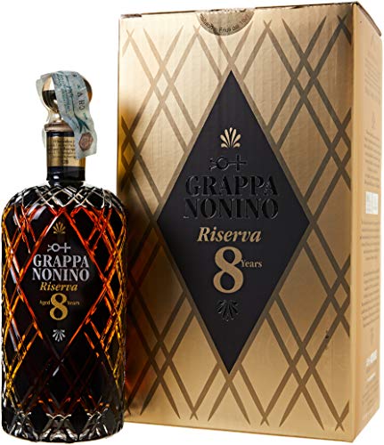 Nonino Distillerie , Grappa  Riserva Aged 8 Years in barriques e piccole botti bottiglia in vetro nero intagliata a mola di diamante da 700 ml