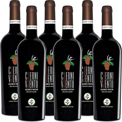 Cinzia Maucione Aglianico Igt Paestum   Cjernivjento   6 Bottiglie 75Cl   Vino Rosso Fermo Senza Solfiti Aggiunti   Uve da Allevamento Biologico   Parco Nazionale del Cilento   Produzione Naturale