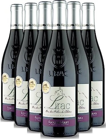 Genérico Lirac tinto 2021 Rocca Maura Les Vignerons de Roquemaure DOP Valle del Ródano Francia Variedades de uva Grenache,Syrah,Carignan 6x75cl