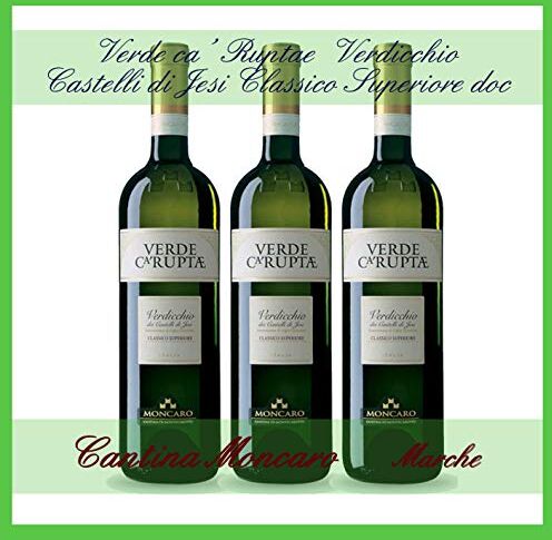 marche in italy 3x Verde Ca' Ruptae, Verdicchio dei Castelli di Jesi Classico Superiore doc, 0,75 l. Cantina Moncaro, Marche