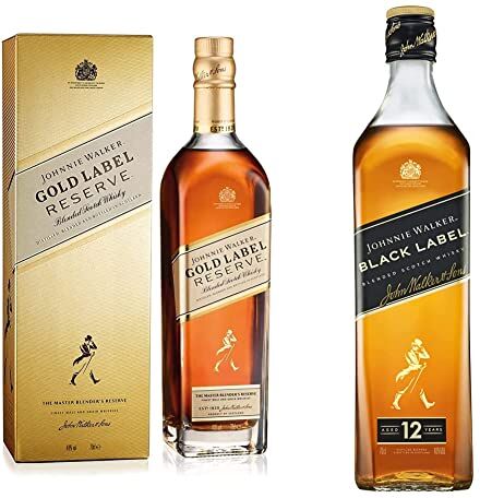 Johnnie Walker Gold Label Reserve Blended Scotch Whisky 700 ml & Black Label 12 Anni Blended Scotch Whisky, 700ml