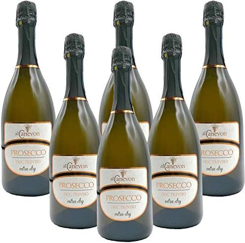 al canevon Prosecco Valdobbiadene Offerta Prosecco Doc Treviso Extra Dry  6 Bottiglie Da 750 Ml Vendemmia A Mano