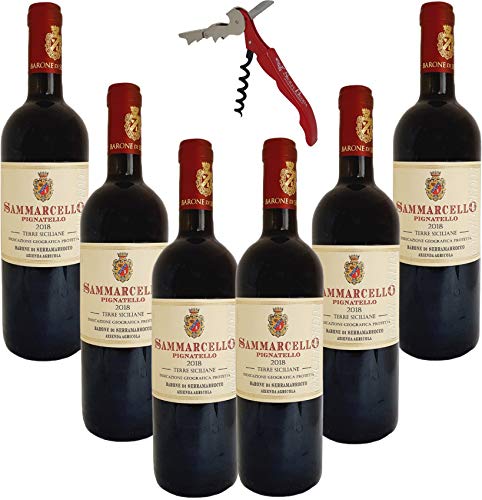 sicilia bedda SAMMARCELLO BARONE DI SERRAMARROCCO PIGNATELLO Terre Siciliane IGT Vino Pluripremiato (6 Bottiglie con Apribottiglia)