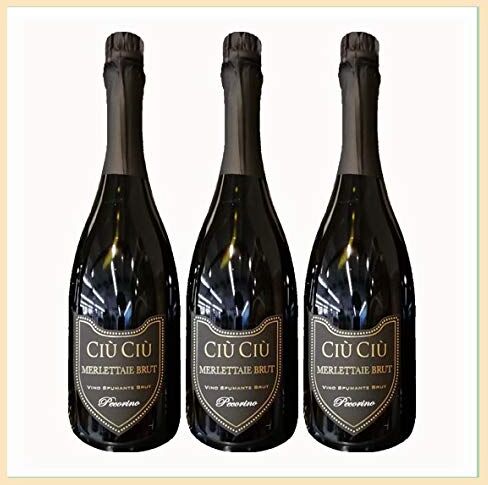 marche in italy 3x bottiglie vino Pecorino Spumante BRUT biologico"Le Merlettaie", cl 75, Cantine Ciù Ciù, Castignano, Ascoli Piceno, Italy, prodotto tipico marchigiano