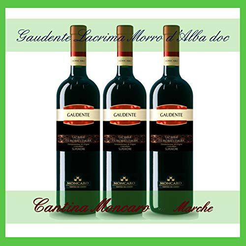 marche in italy 3x Vino Lacrima Morro d'Alba Superiore doc Gaudente, bottiglia 0,75 l. cantina Moncaro, Camerano, Ancona, Marche, prodotto tipico marchigiano