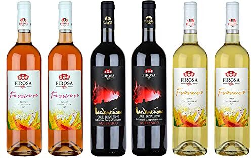 Cantina Firosa Vini Confezione Regalo   Firosa   6 Bottiglie 75cl   Aglianico   Fiano   Rosato   Colline Salernitane Igp