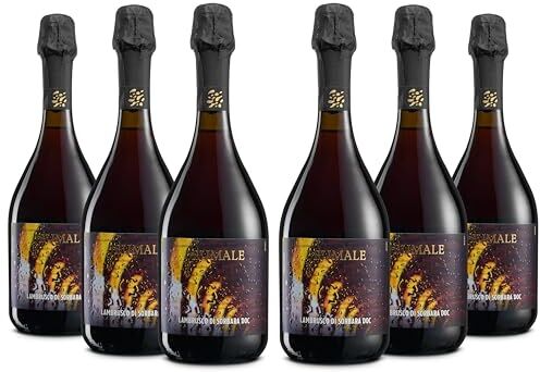 Brumale Lambrusco di Sorbara DOC Frizzante Secco, Gusto fresco e persistente, Profumi di fragolina di bosco e viole fresche, 11% Vol, Confezione con 6 Bottiglie da 750 ml