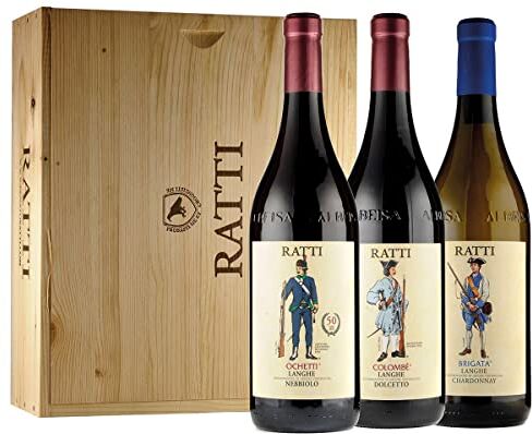 Zeus Party Cassetta Ratti Originale Cassetta Legno Regalo – 3 Bottiglie di Vino Bianco, Vino Rosso