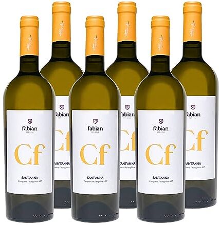 Agricola Fabian , Sant'Anna Falanghina IGT, Vino Bianco d'Irpinia, Ottimo per Cena di Pesce e per Aperitivo, Idea Regalo, Gradazione Alcolica 13%, 6 Bottiglie da 750 ml