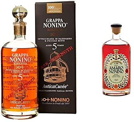 Nonino Distillerie , AnticaCuvée Cask Strength Grappa Riserva aged 5 years & Amaro Quintessentia, Liquore d'erbe nobilitato da Acquavite d'Uva invecchiata in barriques 700 ml