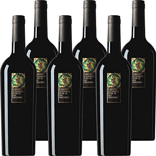 Feudi di San Gregorio Aglianico Feudi San Gregorio   Rubrato   6 Bottiglie 75 Cl   Vino Rosso della Campania   Idea Regalo