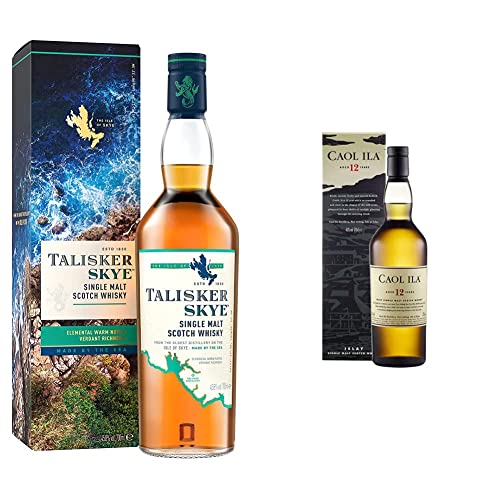 Talisker Skye Single Malt Scotch Whisky, 700 ml (La confezione pu & ograve; variare) & Caol Ila 12 Anni Islay Single Malt Scotch Whisky 700 ml