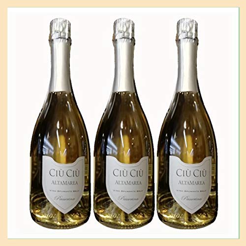 marche in italy 3x bottiglie vino Passerina Spumante BRUT"Alta Marea", cl 75, Cantine Ciù Ciù, Offida, Ascoli Piceno, Italy, prodotto tipico marchigiano