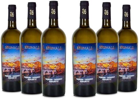 Brumale Vino Bianco Trebbiano Chardonnay Rubicone IGT, Gusto Pieno E Bilanciato E Profumo Intenso, 12% Vol, Confezione Con 6 Bottiglie Da 750 Ml