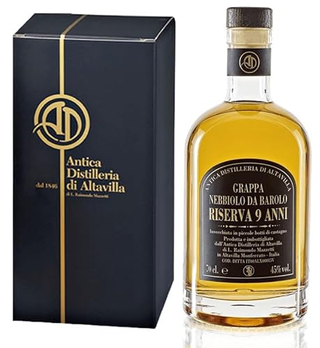 Antica Distilleria di Altavilla Grappa di Nebbiolo da Barolo Invecchiata 9 Anni Riserva Altavilla di Mazzetti 70cl 45% vol in astuccio regalo