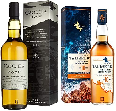 Caol Ila Moch Single Malt Scotch Whisky 700 ml & Talisker 10 Anni Single Malt Scotch Whisky con Astuccio 700 ml