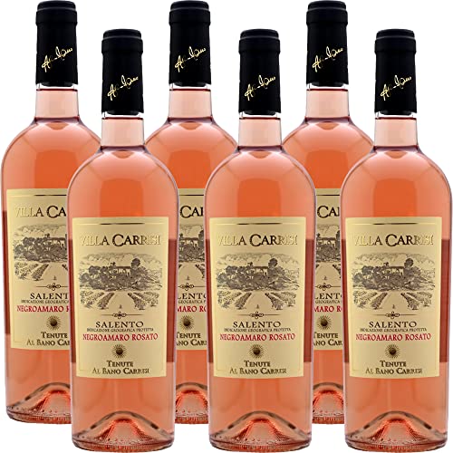 Villa Carrisi Negroamaro Rosato Salento Igp   Tenute Al Bano Carrisi   Vino Rosè Pugliese   Puglia   6 Bottiglie 75Cl   Idea Regalo