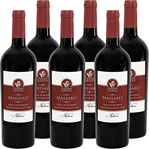 Viticoltori Lenza Aglianico IGP Colli di Salerno Massaro      Vino Rosso della Campania   Confezione da 6 Bottiglie da 75 Cl   Idea Regalo