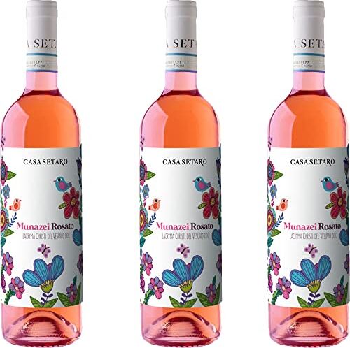 Casa Setaro Vino Rosè Lacryma Christi del Vesuvio Doc   Munazei    Rose Campania   3 Bottiglie 75Cl   Idea Regalo