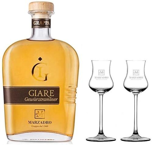 Distilleria Marzadro GRAPPA GIARE GEWURZTRAMINER 70 CL CON DUE BICCHIERI