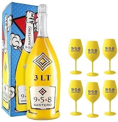 SANTERO 958 EXTRA DRY MAGNUM 3 LITRI JEROBOAM IN ASTUCCIO CON 6 BICCHIERI