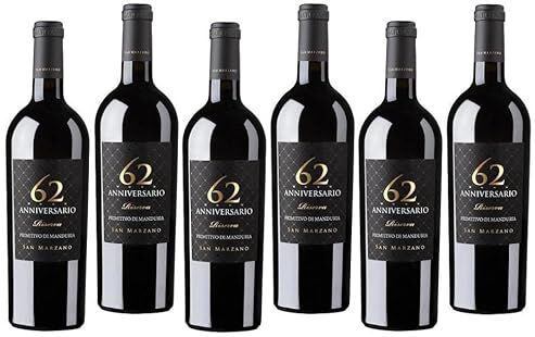 CANTINE SAN MARZANO PRIMITIVO DI MANDURIA RISERVA 62 VINTAGE 2018 ANNIVERSARIO 75 CL 6 BOTTIGLIE