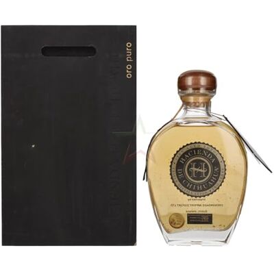 Hacienda De Chihuahua Sotol Añejo mit Blattgold in cassa di legno 38,00% 0,70 lt. Hacienda De Chihuahua Sotol Añejo mit Blattgold in cassa di legno 38,00% 0,70 lt.